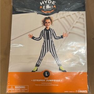 Kids Striped Jumpsuit Costume - Black and White